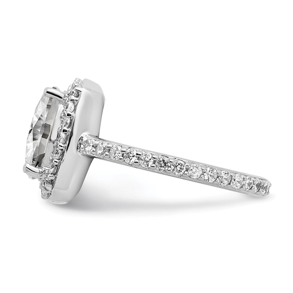 Cheryl M Rhodium-plated -cut and Brilliant-cut CZ Square Halo Ring - WBC