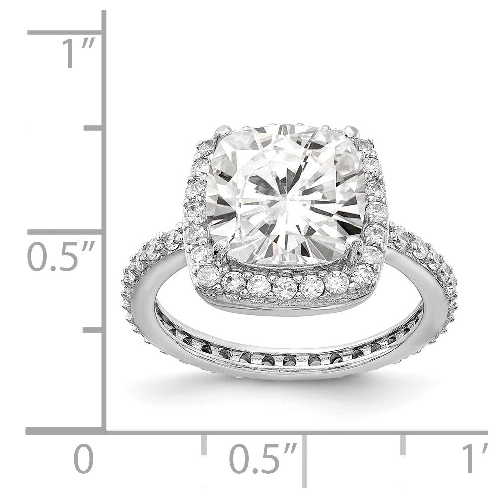 Cheryl M Rhodium-plated -cut and Brilliant-cut CZ Square Halo Ring - WBC