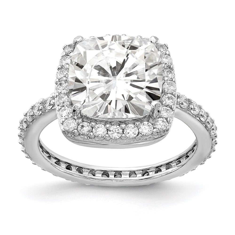 Cheryl M Rhodium-plated -cut and Brilliant-cut CZ Square Halo Ring - WBC