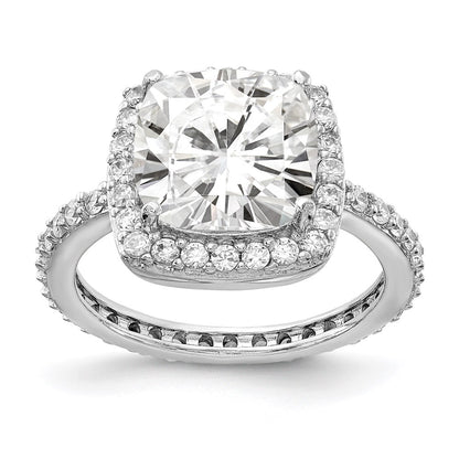 Cheryl M Rhodium-plated -cut and Brilliant-cut CZ Square Halo Ring - WBC