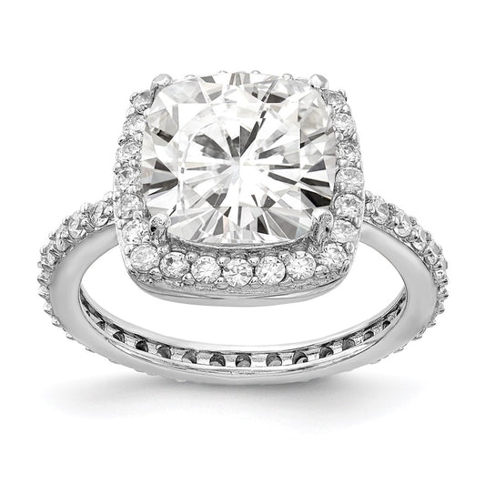 Cheryl M Rhodium-plated -cut and Brilliant-cut CZ Square Halo Ring - WBC