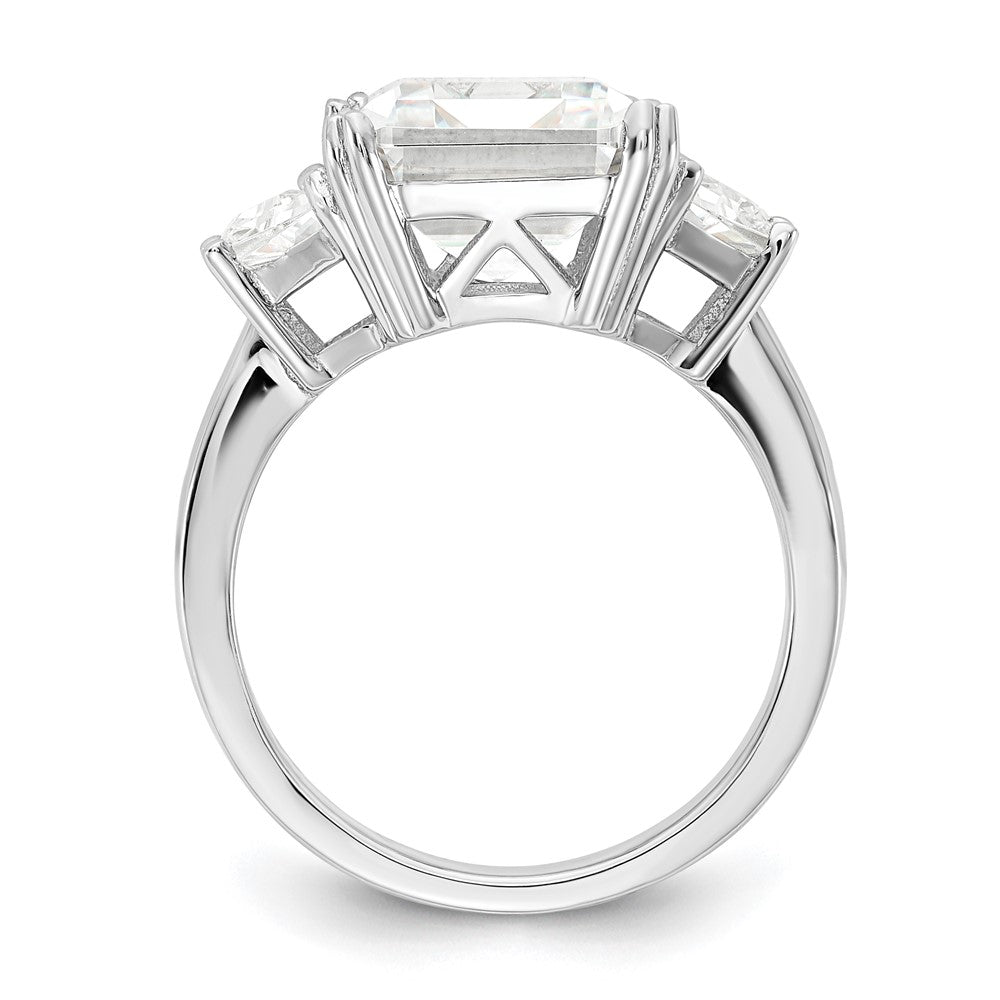 Cheryl M Rhodium-plated Fancy Emerald-cut and Brilliant-cut CZ 3 Stone Ring - WBC
