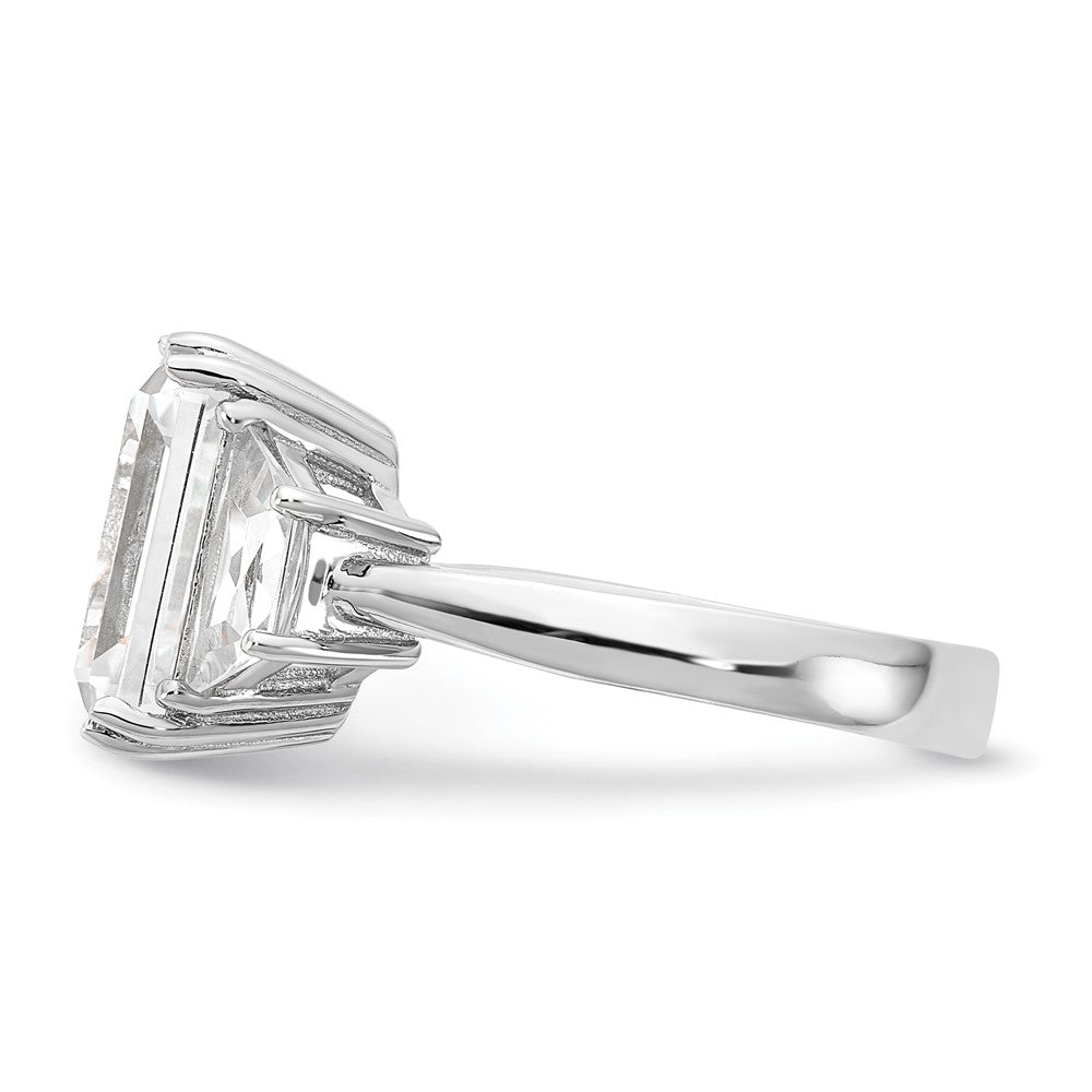Cheryl M Rhodium-plated Fancy Emerald-cut and Brilliant-cut CZ 3 Stone Ring - WBC