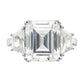 Cheryl M Rhodium-plated Fancy Emerald-cut and Brilliant-cut CZ 3 Stone Ring - WBC