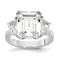 Cheryl M Rhodium-plated Fancy Emerald-cut and Brilliant-cut CZ 3 Stone Ring - WBC