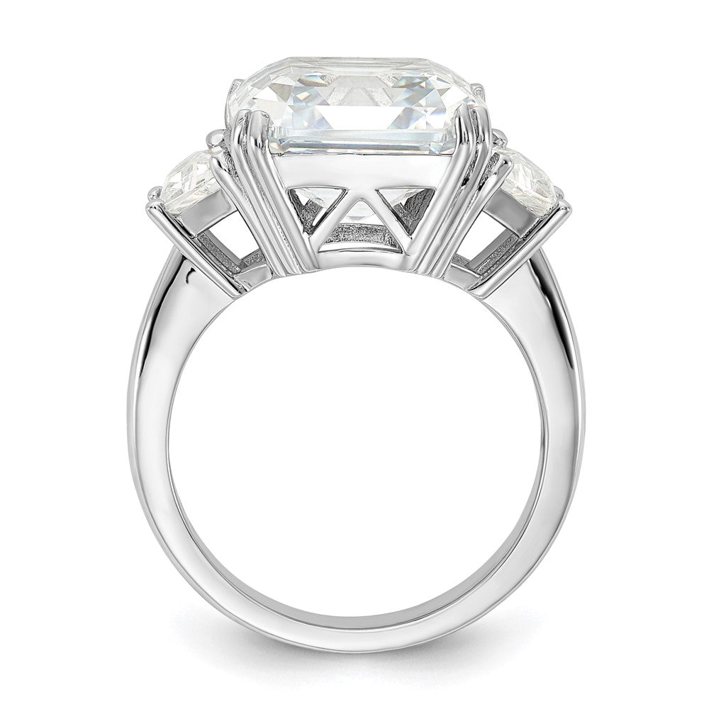 Cheryl M Rhodium-plated Asscher-cut and Brilliant-cut CZ 3 Stone Ring - WBC