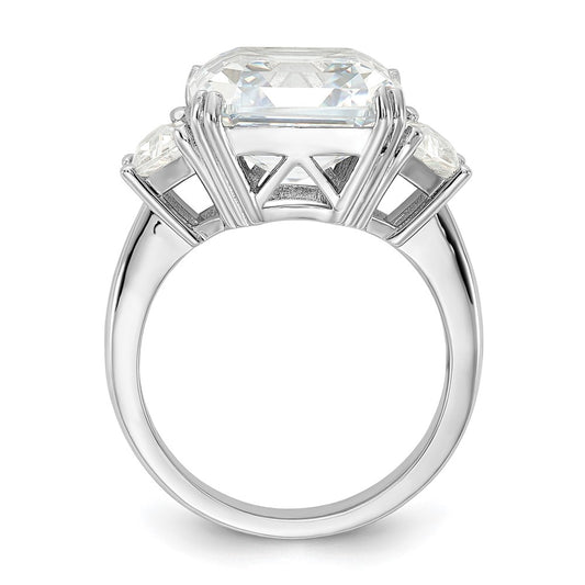 Cheryl M Rhodium-plated Asscher-cut and Brilliant-cut CZ 3 Stone Ring - WBC