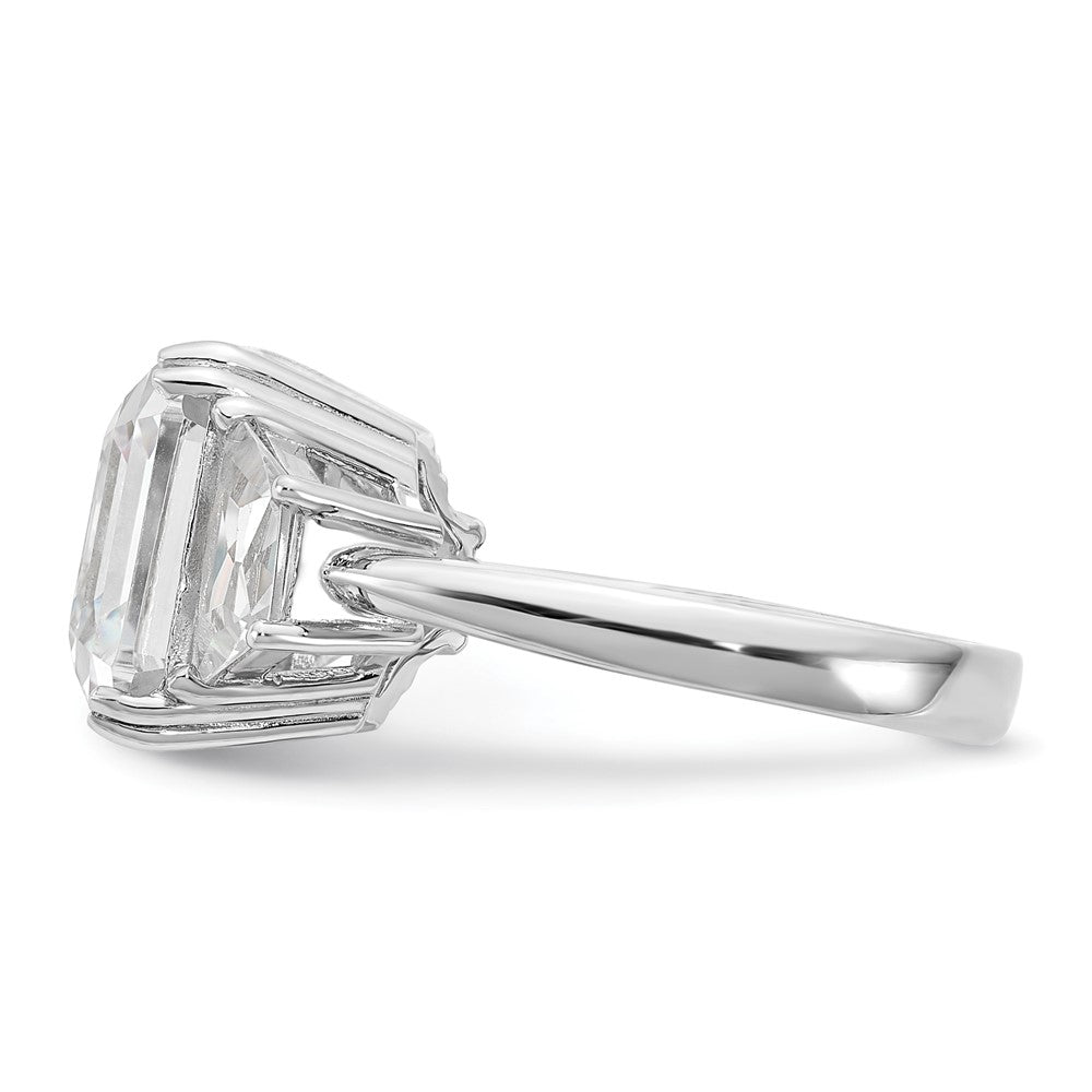 Cheryl M Rhodium-plated Asscher-cut and Brilliant-cut CZ 3 Stone Ring - WBC