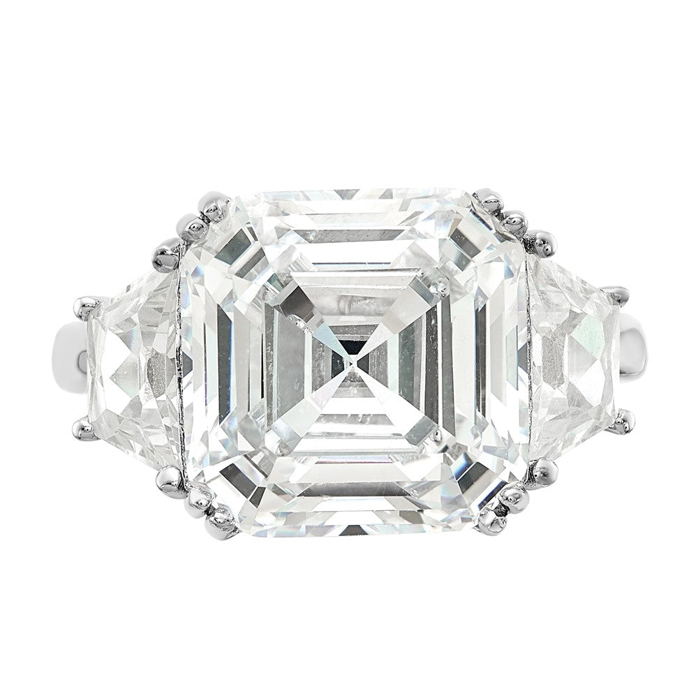 Cheryl M Rhodium-plated Asscher-cut and Brilliant-cut CZ 3 Stone Ring - WBC