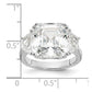 Cheryl M Rhodium-plated Asscher-cut and Brilliant-cut CZ 3 Stone Ring - WBC