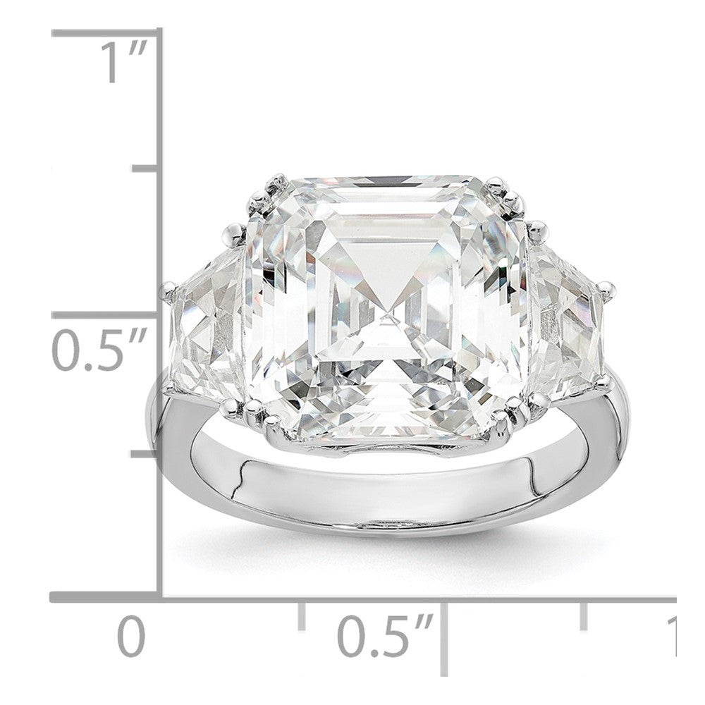 Cheryl M Rhodium-plated Asscher-cut and Brilliant-cut CZ 3 Stone Ring - WBC