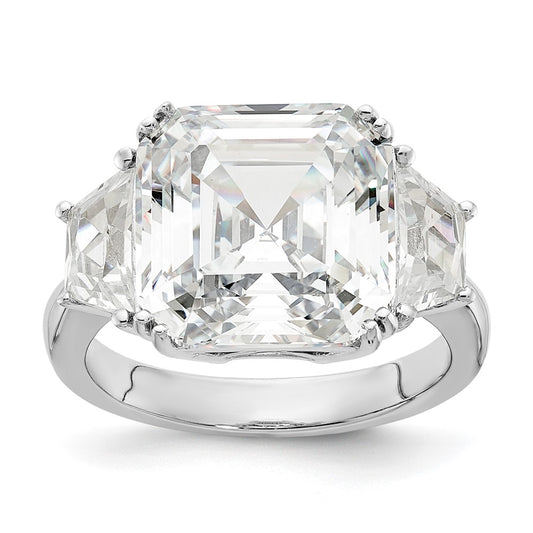 Cheryl M Rhodium-plated Asscher-cut and Brilliant-cut CZ 3 Stone Ring - WBC
