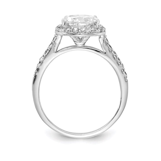 Cheryl M Rhodium-plated Brilliant-cut CZ Round Halo with Side Stones Ring - WBC