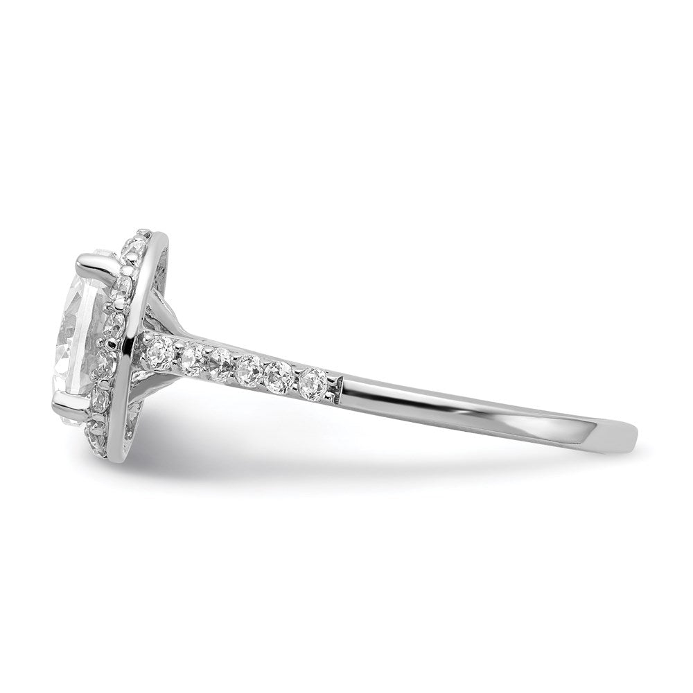 Cheryl M Rhodium-plated Brilliant-cut CZ Round Halo with Side Stones Ring - WBC