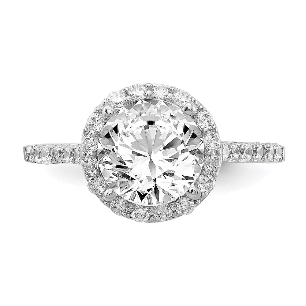 Cheryl M Rhodium-plated Brilliant-cut CZ Round Halo with Side Stones Ring - WBC