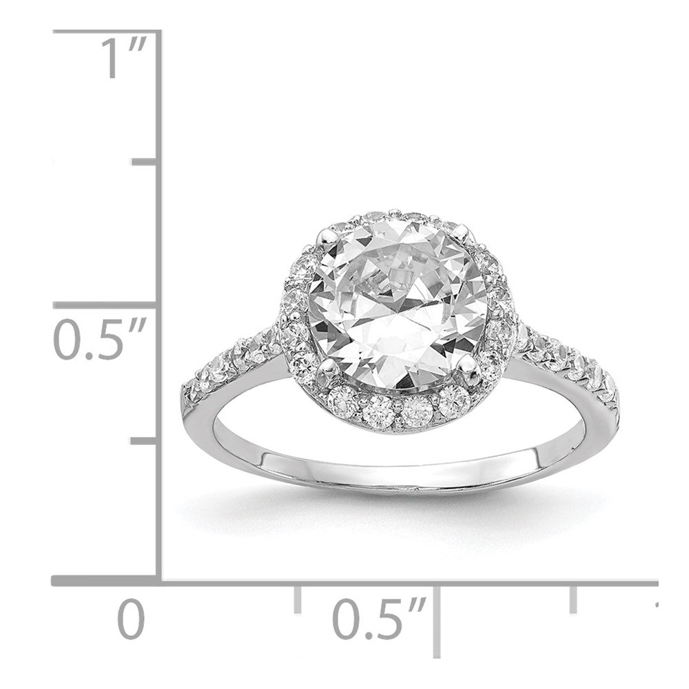 Cheryl M Rhodium-plated Brilliant-cut CZ Round Halo with Side Stones Ring - WBC