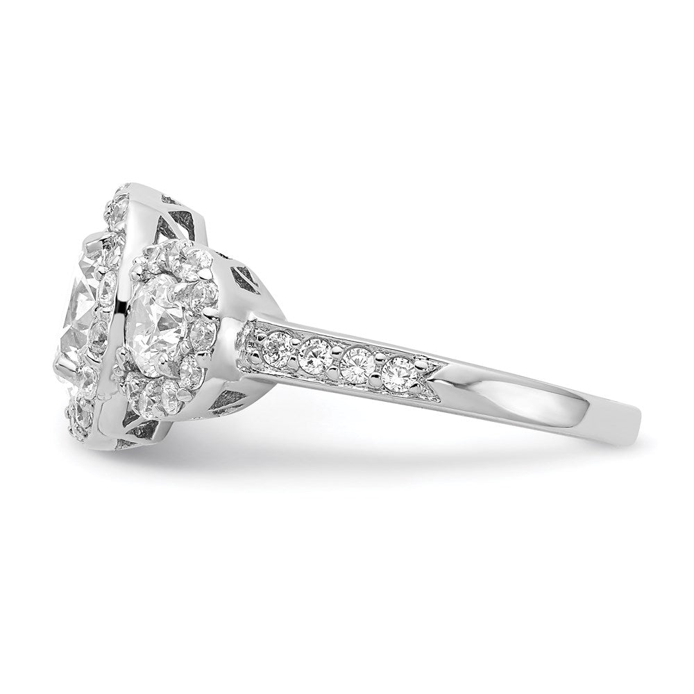 Cheryl M Rhodium-plated Brilliant-cut CZ Three Stone Halo Ring - WBC
