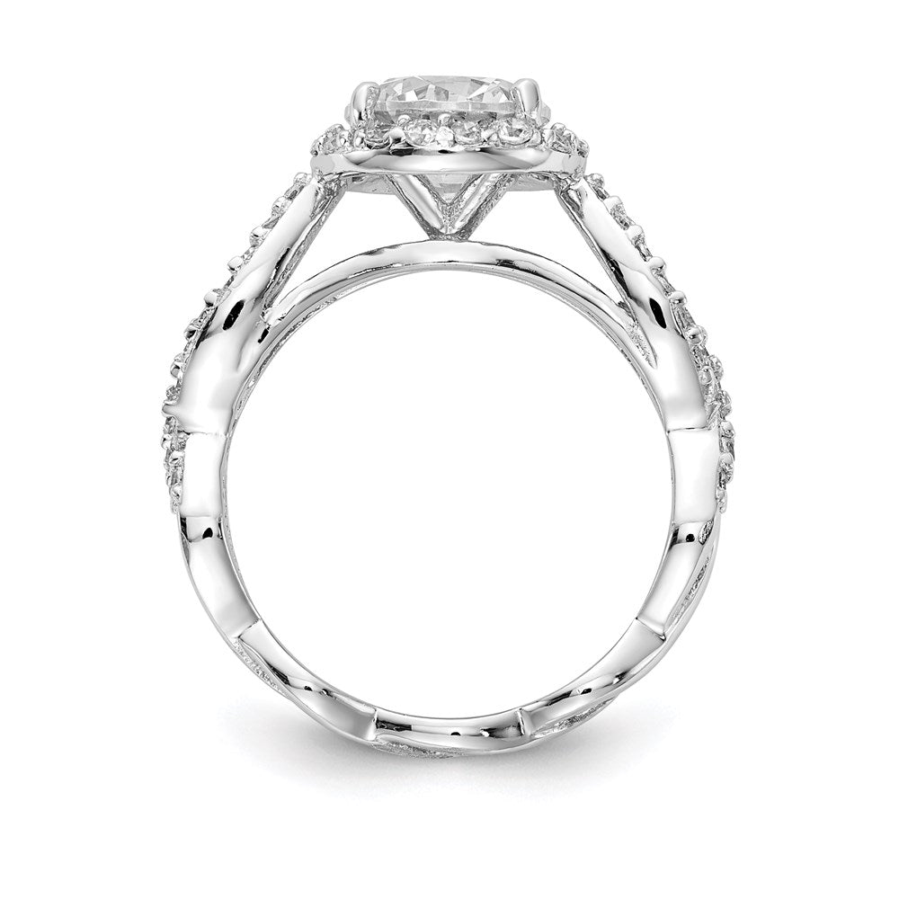 Cheryl M Rhodium-plated Brilliant-cut Round CZ Halo Center and Twisted Design Ring - WBC