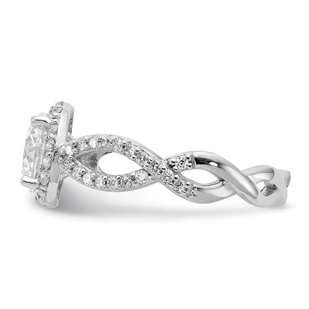 Cheryl M Rhodium-plated Brilliant-cut Round CZ Halo Center and Twisted Design Ring - WBC