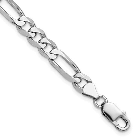 Sterling Silver Rhodium-plated 7.5mm Figaro Chain