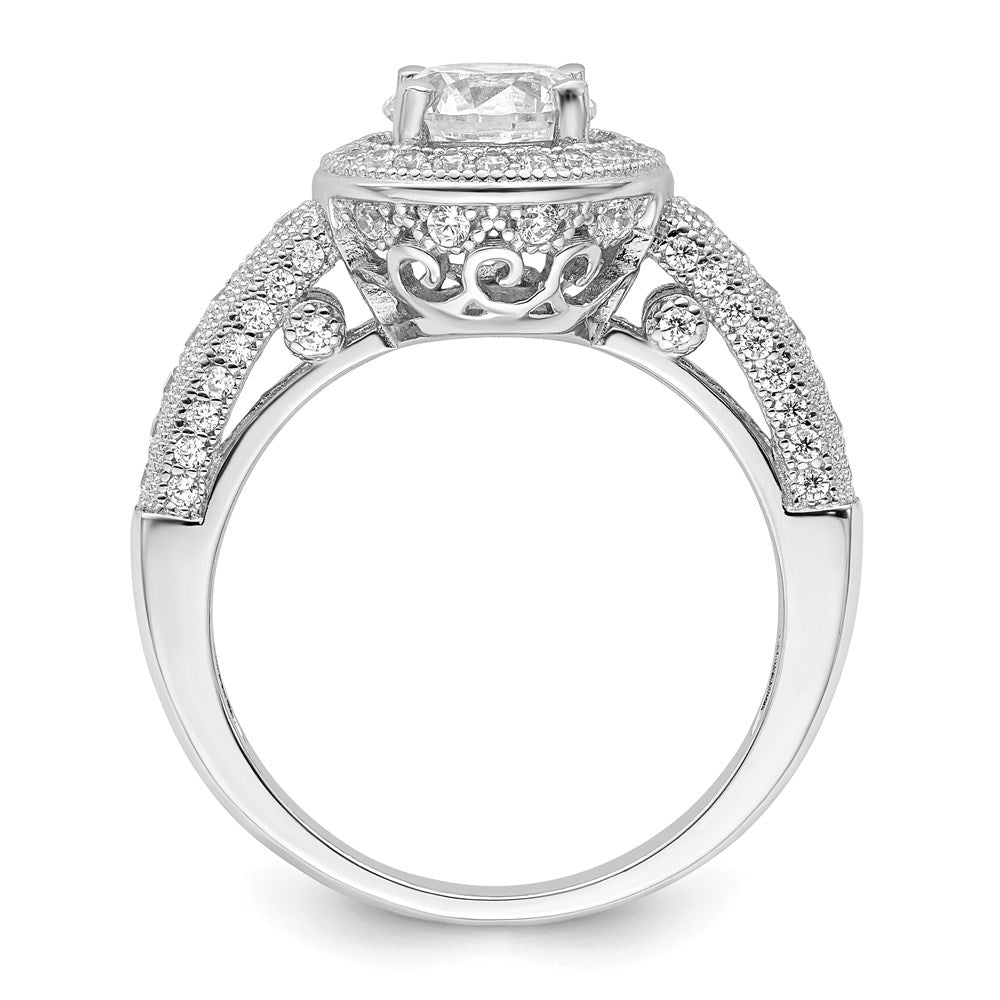 Brilliant Embers Rhodium-plated 81 Stone Halo Micro PavÇ CZ Ring - WBC