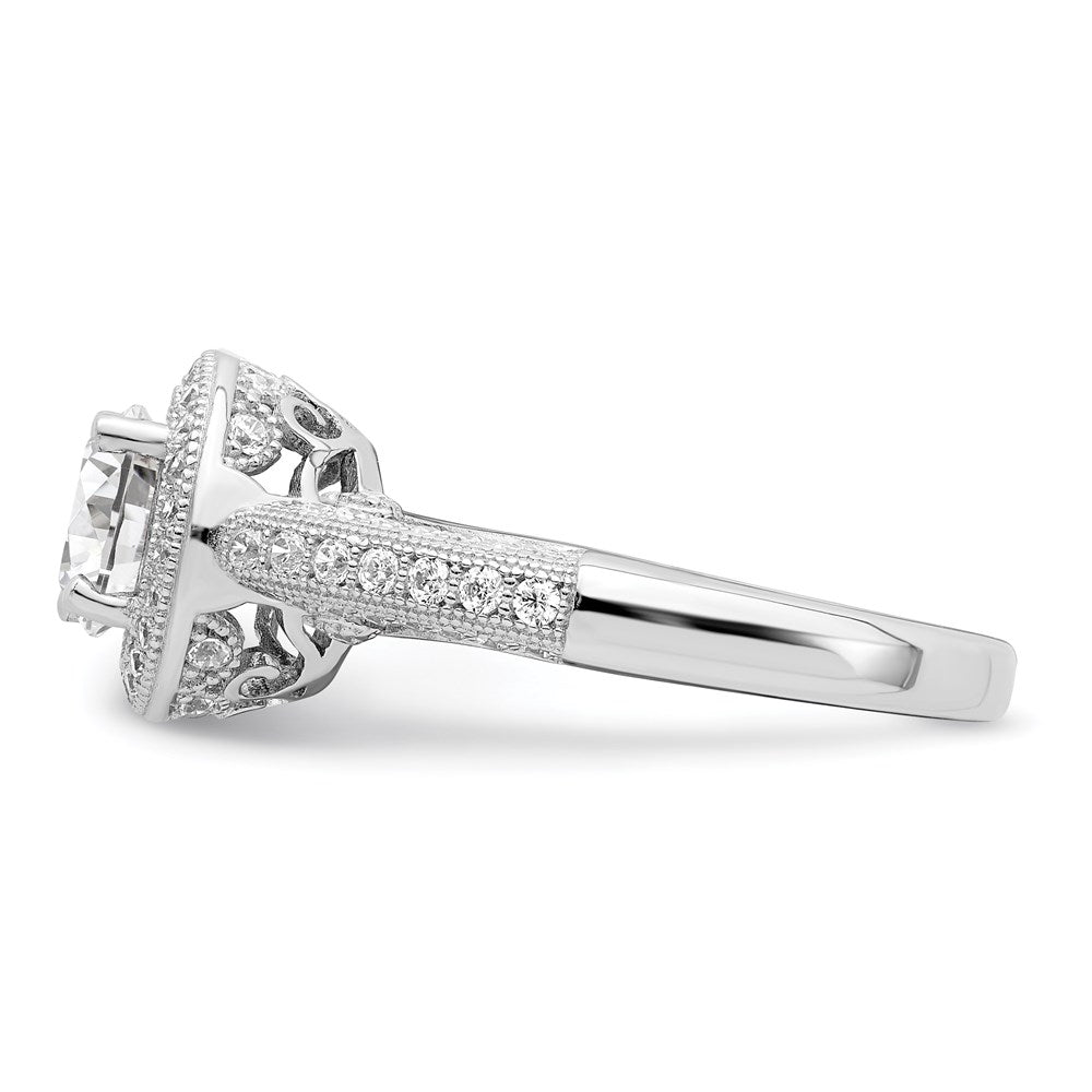 Brilliant Embers Rhodium-plated 81 Stone Halo Micro PavÇ CZ Ring - WBC