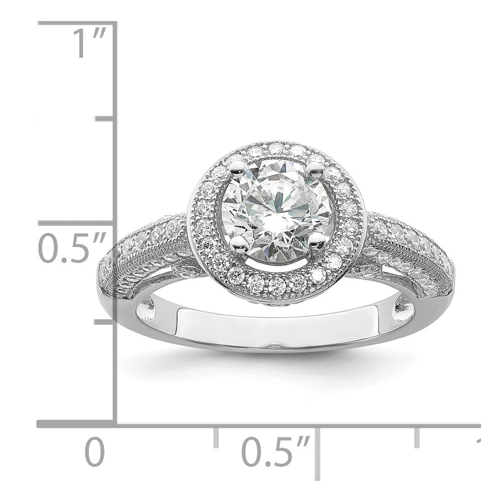 Brilliant Embers Rhodium-plated 81 Stone Halo Micro PavÇ CZ Ring - WBC