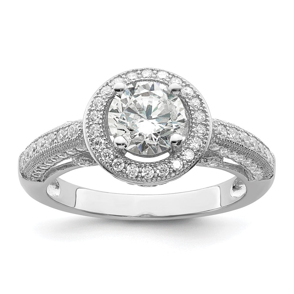 Brilliant Embers Rhodium-plated 81 Stone Halo Micro PavÇ CZ Ring - WBC