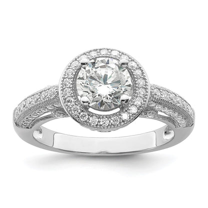 Brilliant Embers Rhodium-plated 81 Stone Halo Micro PavÇ CZ Ring - WBC