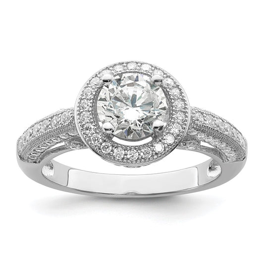 Brilliant Embers Rhodium-plated 81 Stone Halo Micro PavÇ CZ Ring - WBC