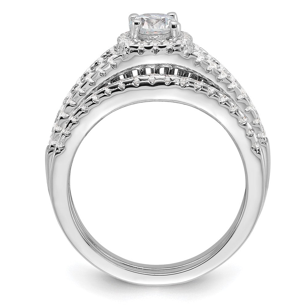Brilliant Embers Rhodium-plated 67 Stone Micro PavÇ CZ 2 Piece Wedding Ring Set - WBC
