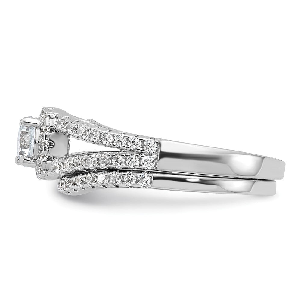 Brilliant Embers Rhodium-plated 67 Stone Micro PavÇ CZ 2 Piece Wedding Ring Set - WBC