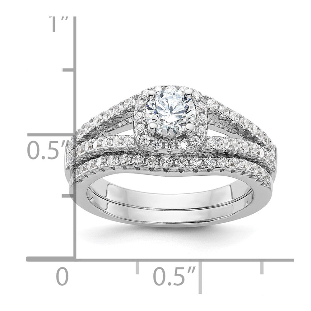 Brilliant Embers Rhodium-plated 67 Stone Micro PavÇ CZ 2 Piece Wedding Ring Set - WBC