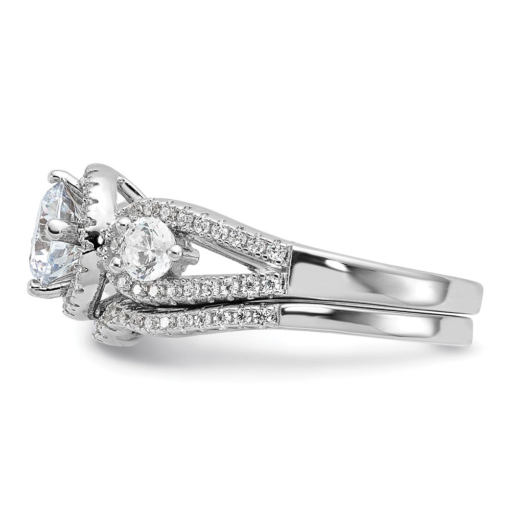 Brilliant Embers Rhodium-plated 93 Stone Micro PavÇ CZ 2-piece Wedding Set - WBC