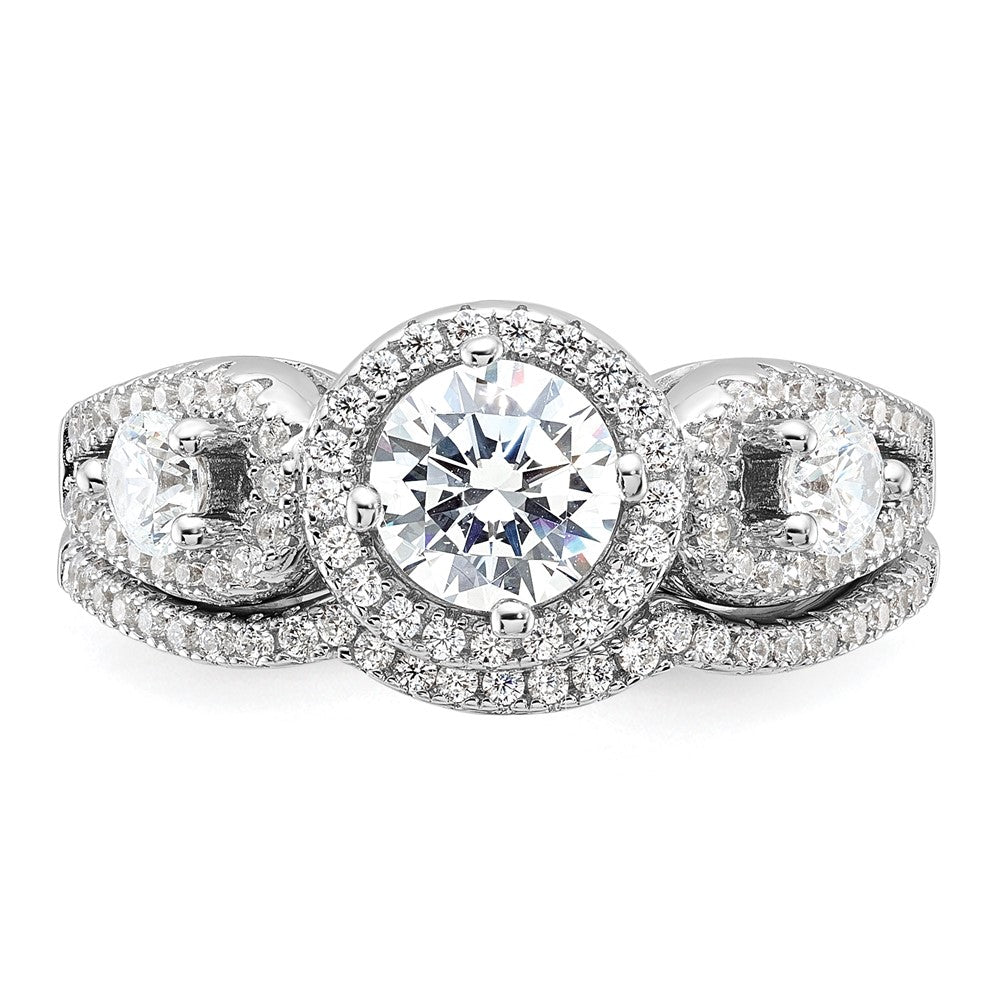 Brilliant Embers Rhodium-plated 93 Stone Micro PavÇ CZ 2-piece Wedding Set - WBC
