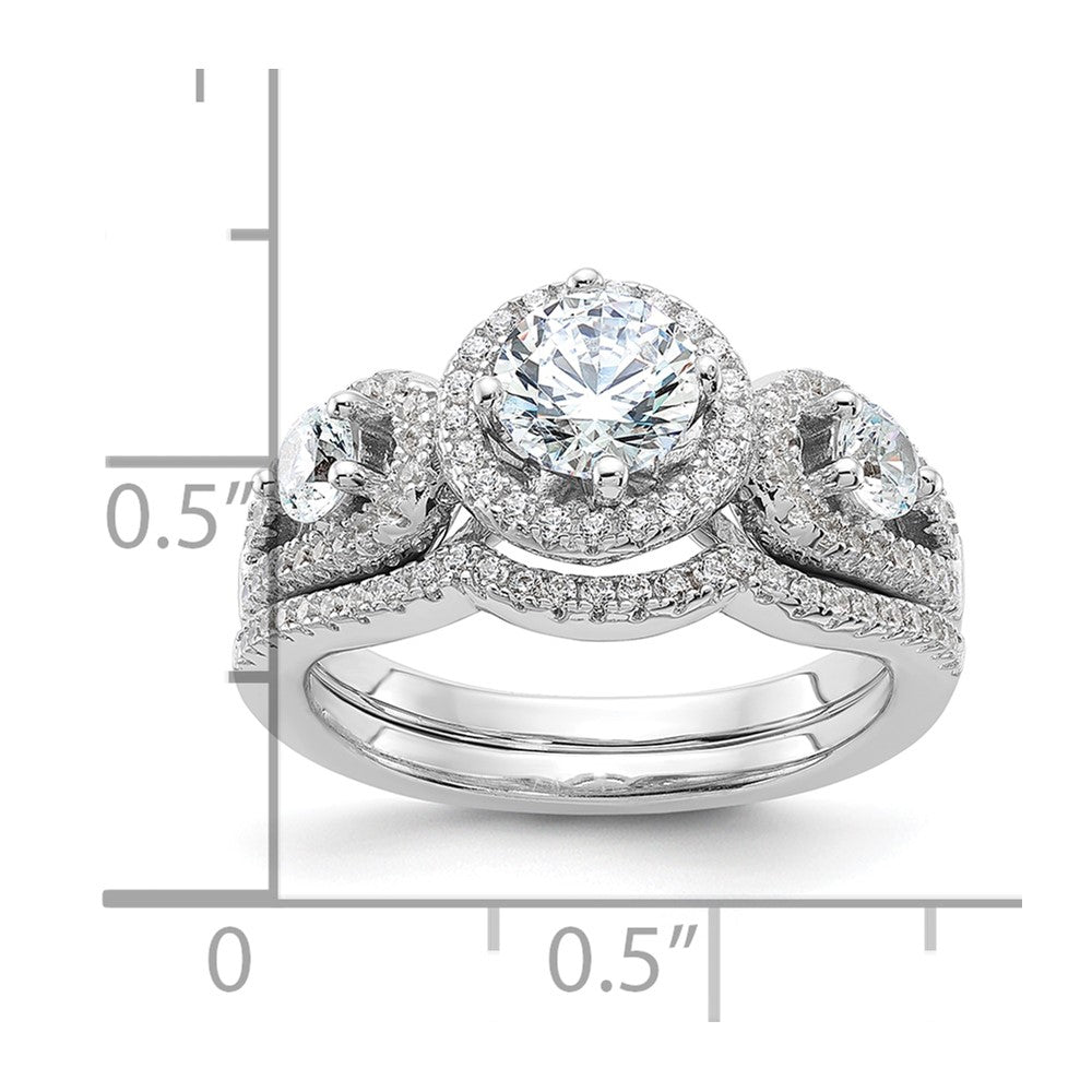 Brilliant Embers Rhodium-plated 93 Stone Micro PavÇ CZ 2-piece Wedding Set - WBC