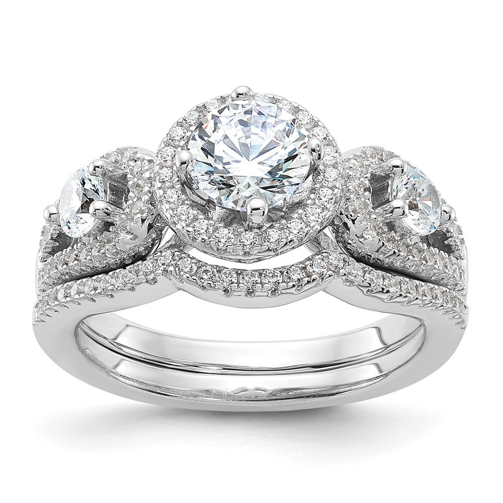 Brilliant Embers Rhodium-plated 93 Stone Micro PavÇ CZ 2-piece Wedding Set - WBC