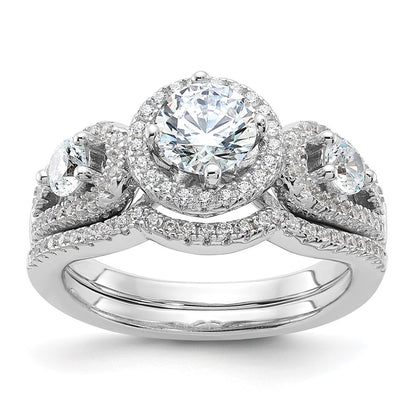 Brilliant Embers Rhodium-plated 93 Stone Micro PavÇ CZ 2-piece Wedding Set - WBC