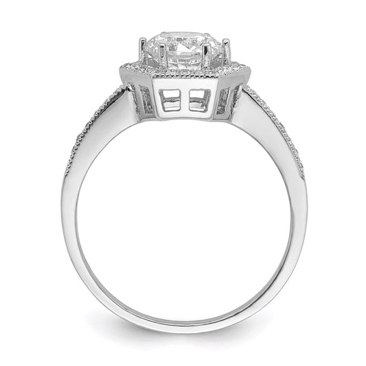 Brilliant Embers Rhodium-plated 39 Stone Hexagon Halo Micro PavÇ CZ Ring - WBC
