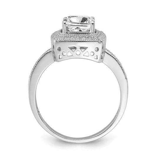 Brilliant Embers Rhodium-plated 41 Stone Halo Micro PavÇ CZ Ring - WBC