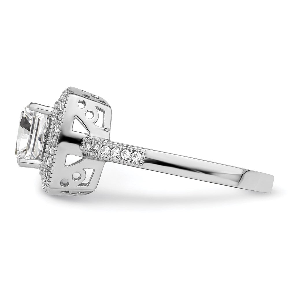 Brilliant Embers Rhodium-plated 41 Stone Halo Micro PavÇ CZ Ring - WBC