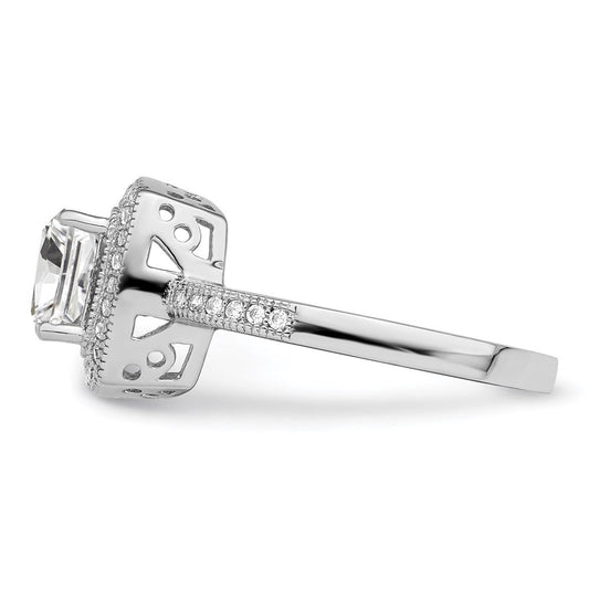 Brilliant Embers Sterling Silver Penumbra Rhodium-plated 41 Stone Halo Micro Pavé Ring