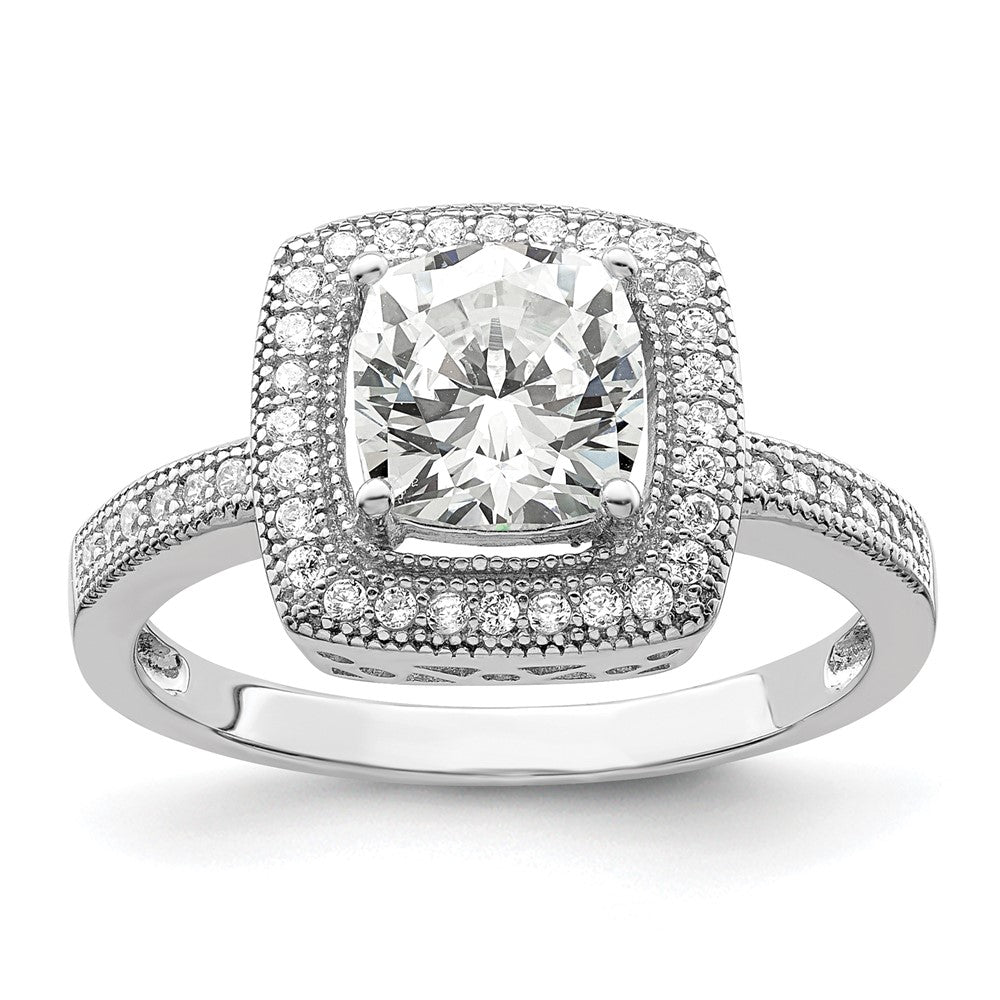 Brilliant Embers Rhodium-plated 41 Stone Halo Micro PavÇ CZ Ring - WBC