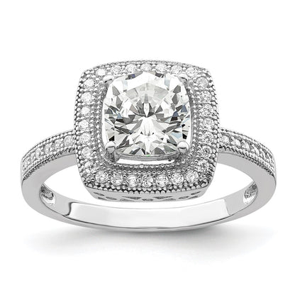 Brilliant Embers Rhodium-plated 41 Stone Halo Micro PavÇ CZ Ring - WBC
