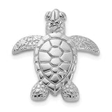 Sterling Silver Rhodium-plated Polished Turtle Pin