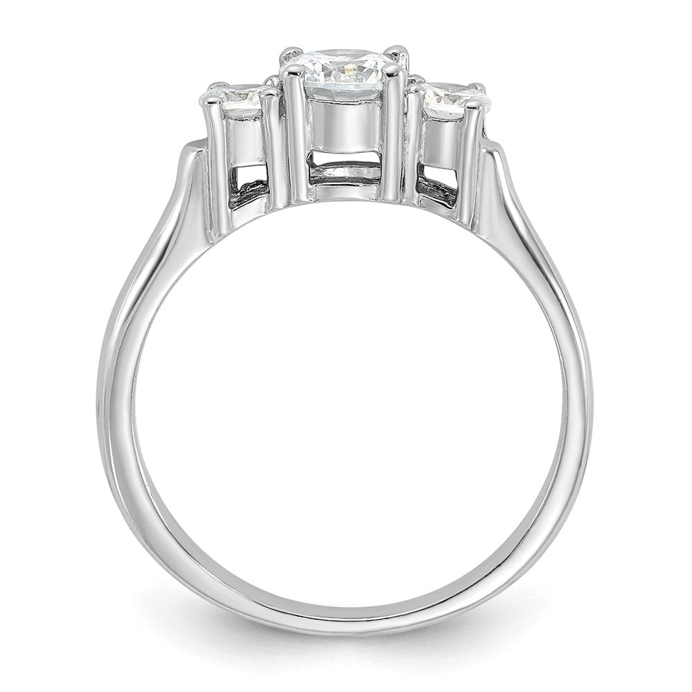 Rhodium-plated Three CZ Ring - WBC