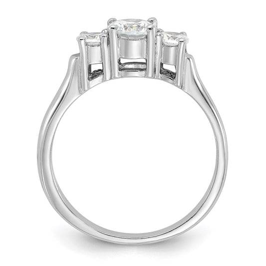 Rhodium-plated Three CZ Ring - WBC