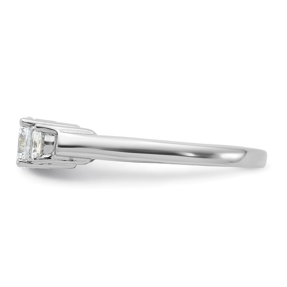 Rhodium-plated Three CZ Ring - WBC