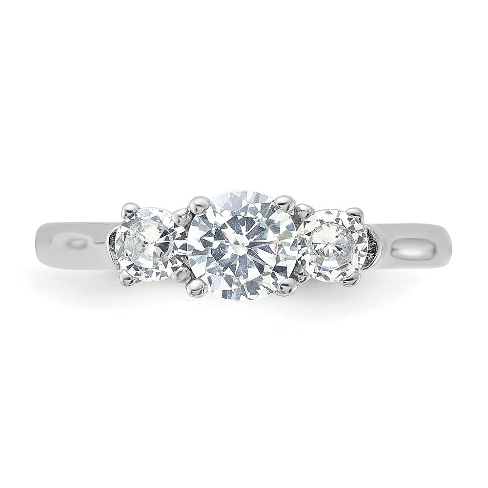 Rhodium-plated Three CZ Ring - WBC