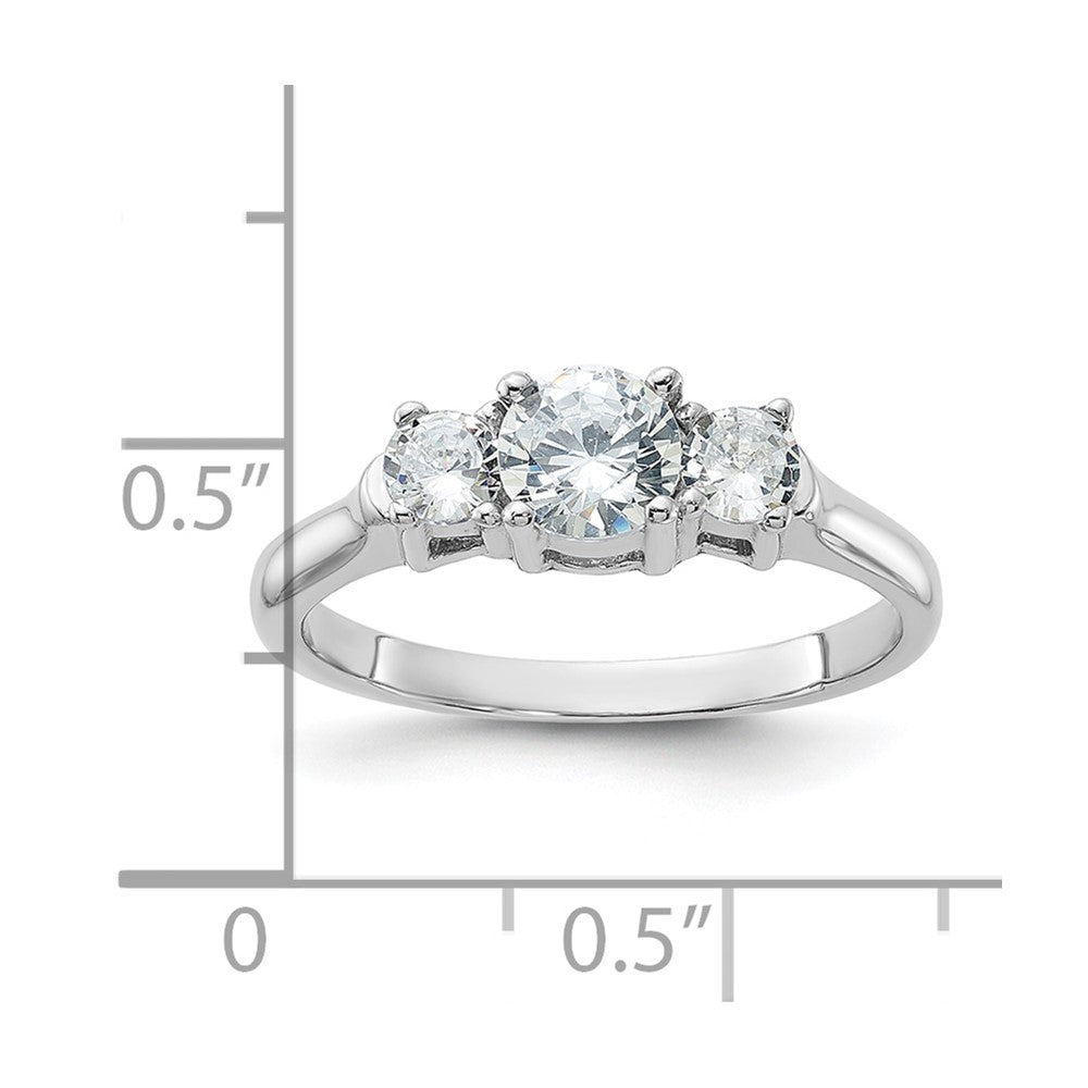 Rhodium-plated Three CZ Ring - WBC